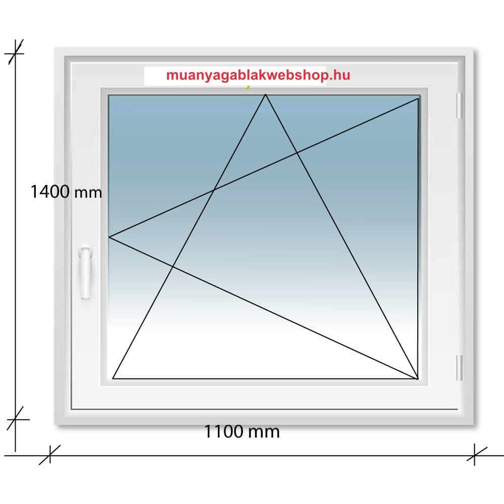 110×140 Bukó-Nyíló műanyag ablak 2 rétegű üvegezéssel termékfotó