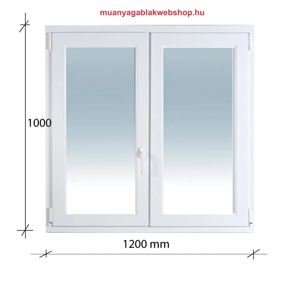 120×100 Kétszárnyas Középen felnyíló + Bukó – Nyíló műanyag ablak 2 rétegű üvegezéssel termékfotó