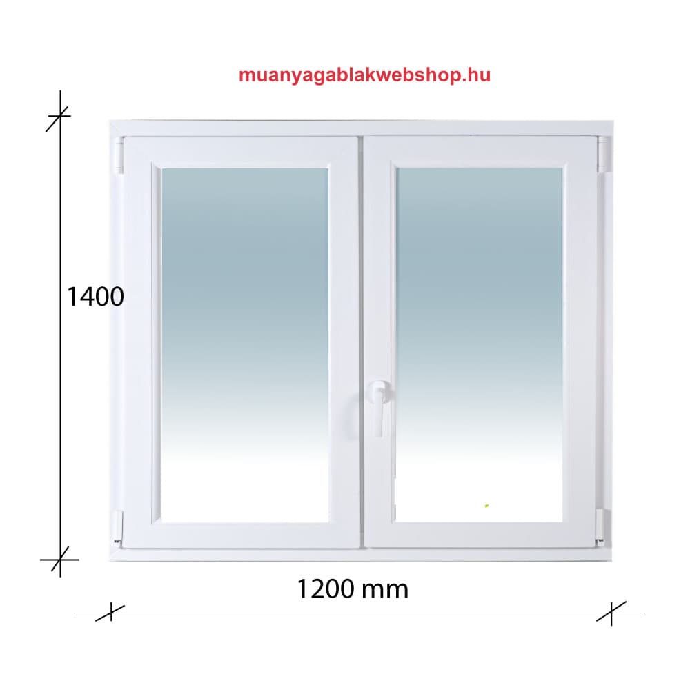 120×140 Kétszárnyas Középen felnyíló + Bukó – Nyíló műanyag ablak 2 rétegű üvegezéssel termékfotó