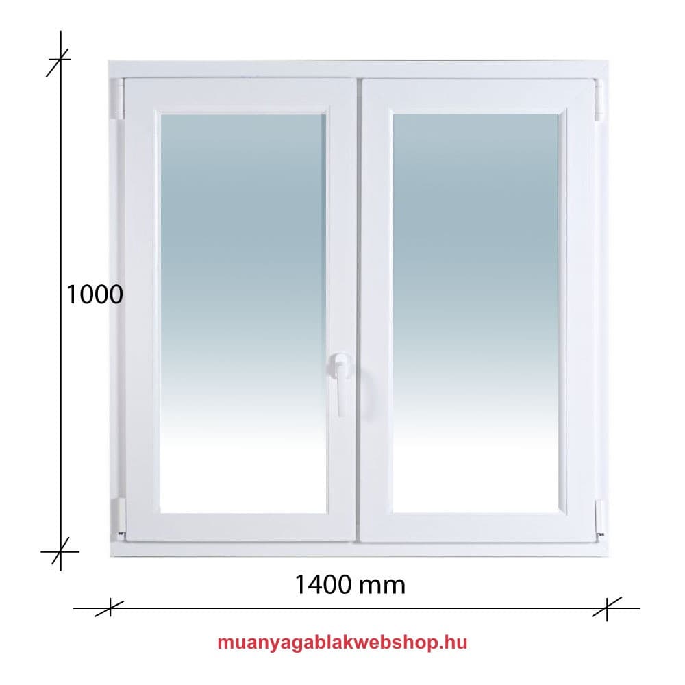 140×100 Kétszárnyas Középen felnyíló + Bukó – Nyíló műanyag ablak 2 rétegű üvegezéssel termékfotó