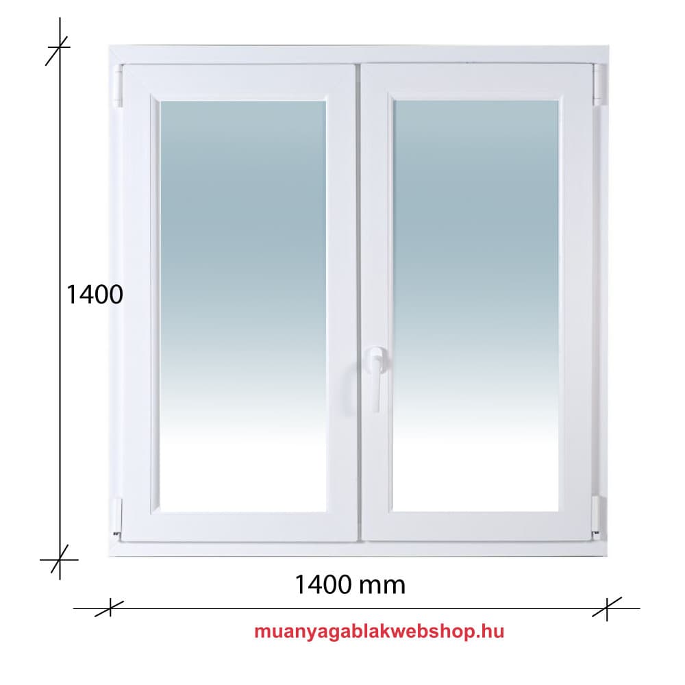 140×140 Kétszárnyas Középen felnyíló + Bukó – Nyíló műanyag ablak 2 rétegű üvegezéssel termékfotó