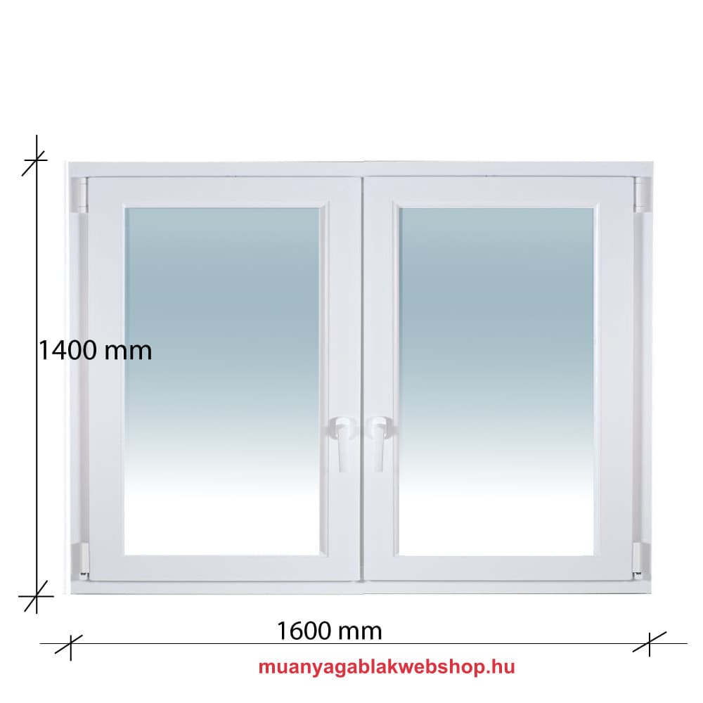 160×140 Kétszárnyas Tokosztott Bukó – Nyíló műanyag ablak 2 rétegű üvegezéssel termékfotó