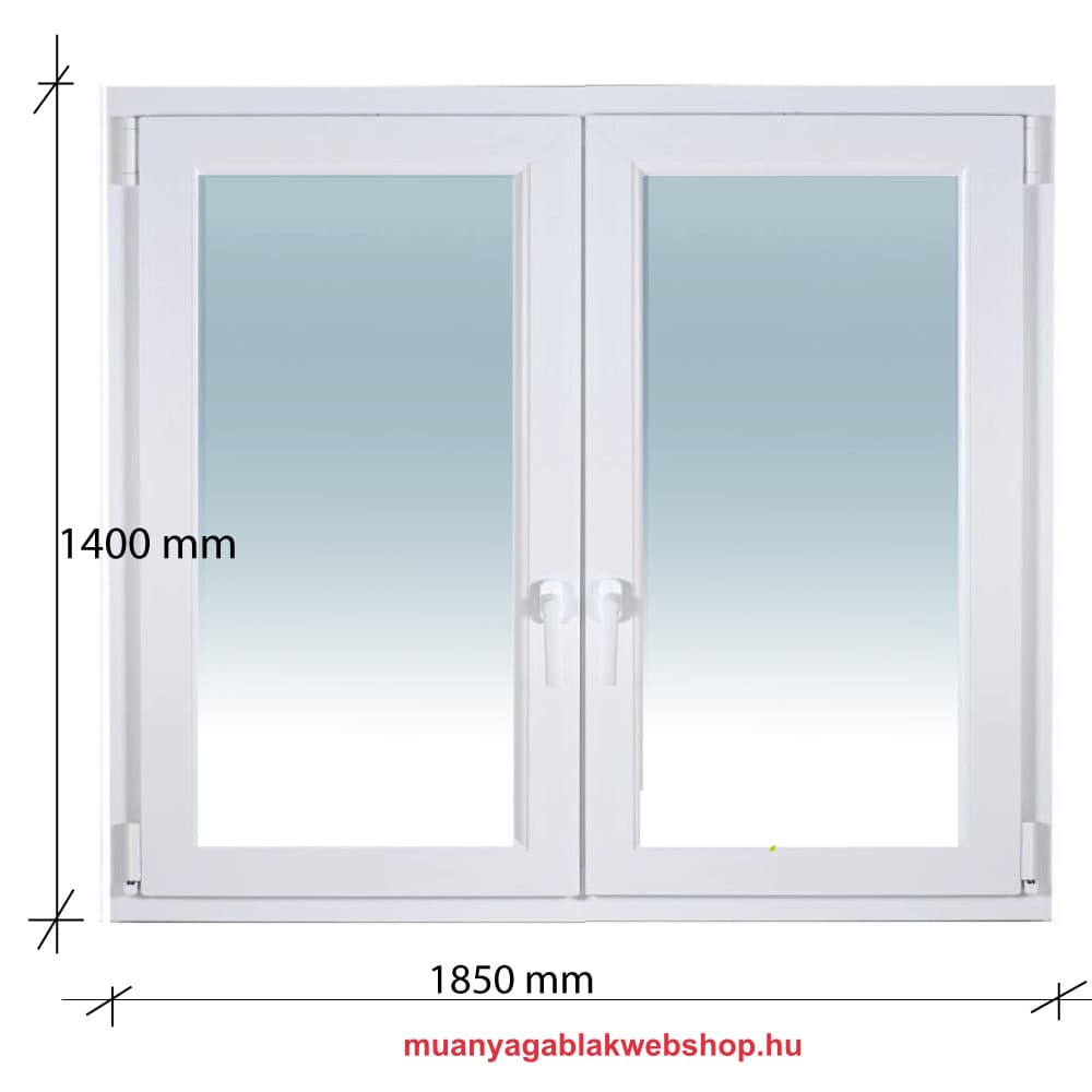 185×140 Kétszárnyas Tokosztott műanyag ablak Bukó – Nyíló ablak 2 rétegű üvegezéssel termékfotó