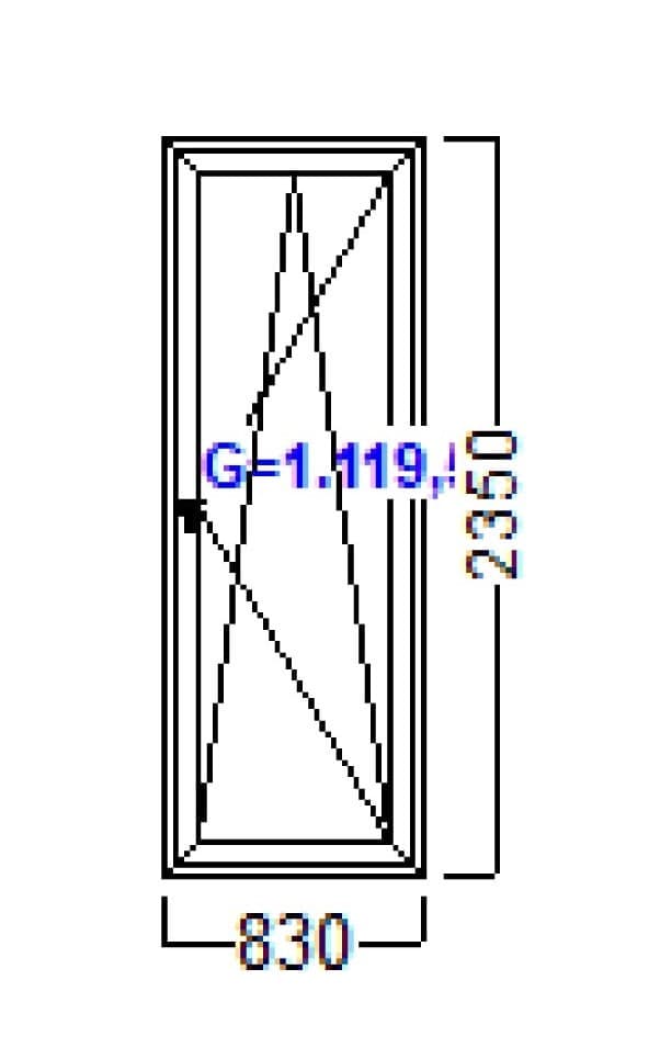 830×2350 Műanyag Erkélyajtó Bukó-Nyíló DECCO 71 profil 2 rétegű üvegezés termékfotó